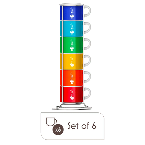 Stackable Espresso Cups – Set of 6 Multicolor Porcelain Coffee Cups