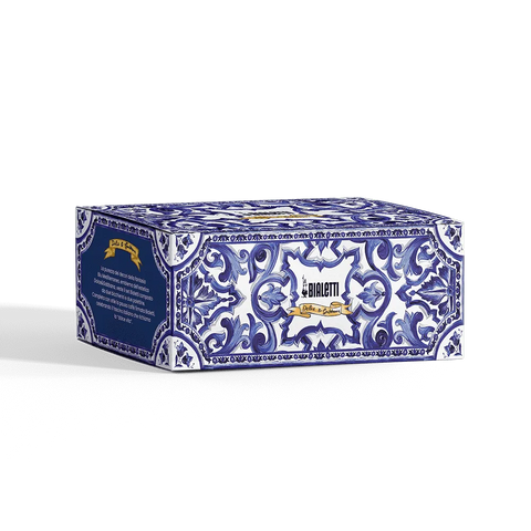 Set 2 porcelain cups and 2 silver stirrers Blu Mediterraneo