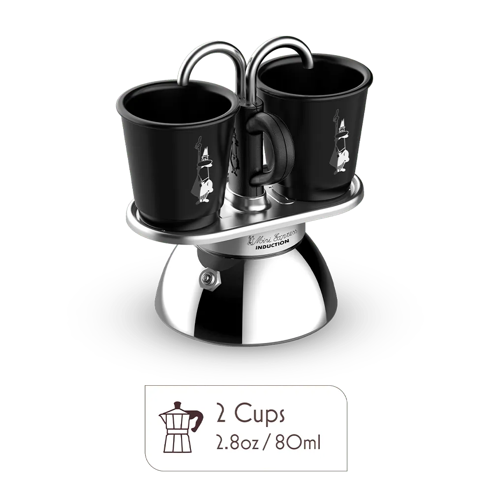 Induction Mini Moka Pot Espresso Gift Set | Italian Coffee Maker with Cups