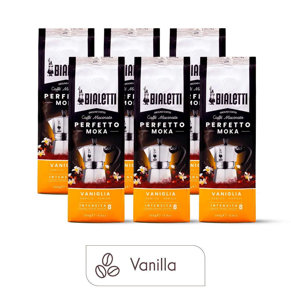 Perfetto Moka Ground Coffee Vanilla (6-Pack, 8.8 oz each)