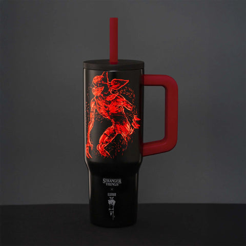 Stranger Things Tumbler with Handle and Straw – 30 oz