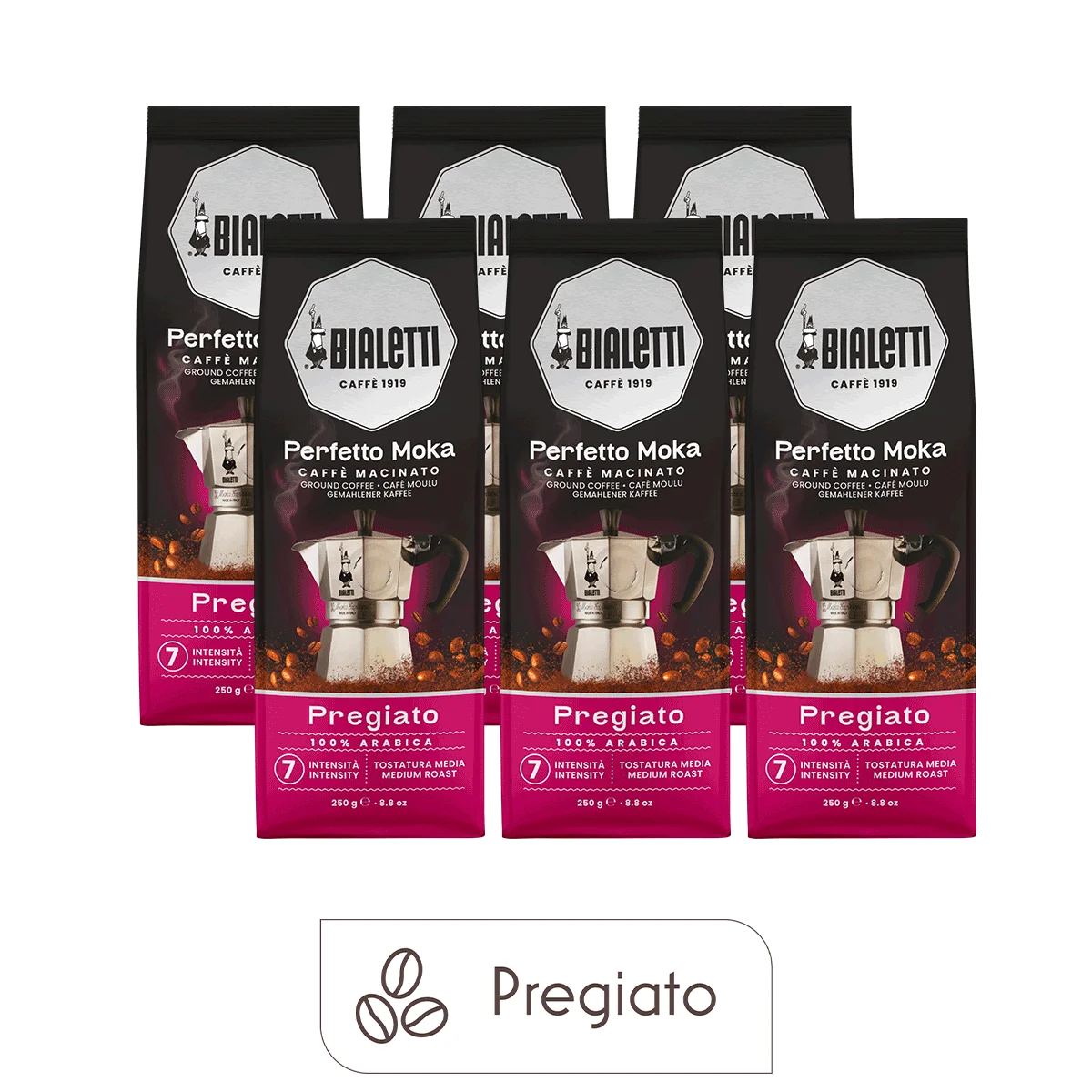Perfetto Moka Ground Coffee Pregiato (6-Pack, 8.8 oz each)