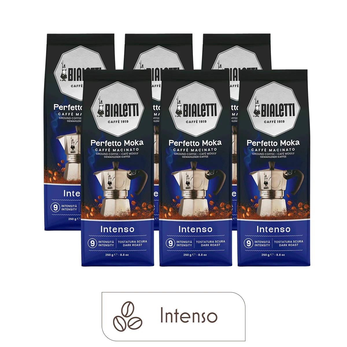 Perfetto Moka Ground Coffee Intenso (6-Pack, 8.8 oz each)