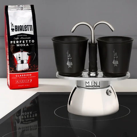 Induction Mini Moka Pot Espresso Gift Set | Italian Coffee Maker with Cups