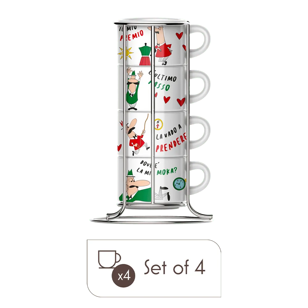 Italia Stackable Percelain Cappuccino Cups Set of 4