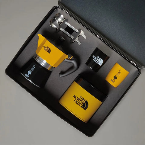 Bialetti x The North Face Moka Pot Adventure Set – 3-Cup Stovetop Espresso Maker with Coffee, Cups & Spoons