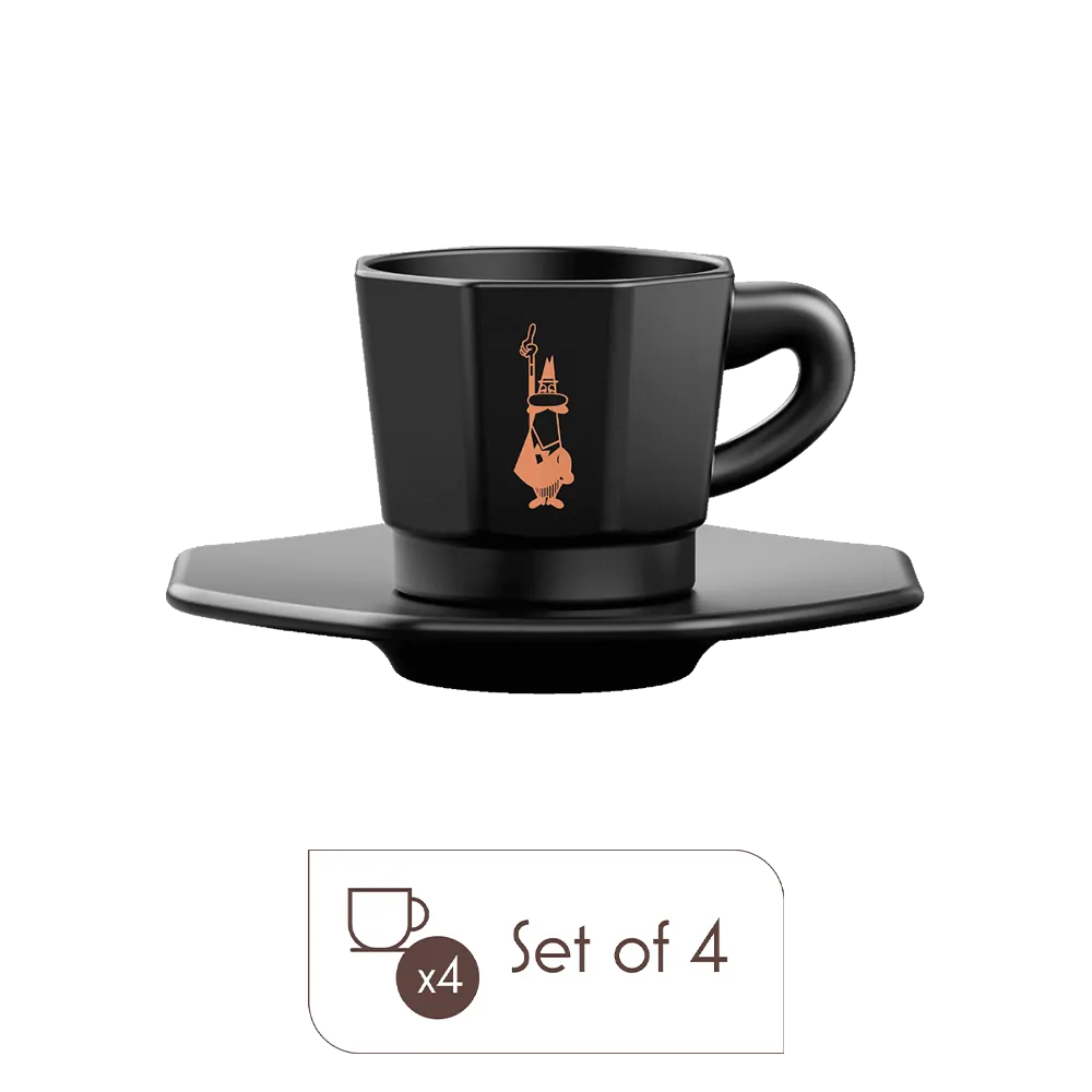 Bialetti Octagonal Porcelain Espresso Cups – Set of 4